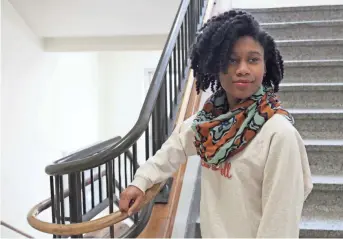  ?? PHOTOS BY MIKE DE SISTI/MILWAUKEE JOURNAL SENTINEL ?? Shorewood High School senior Shilei Bell Lipsey, 17, from Milwaukee. Bell Lipsey discussed how the school's move from early start times to later start times has impacted learning and mood in a positive way.