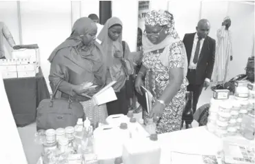  ?? Photo Onyekachuk­wu Obi ?? Some agro-products displayed at the 1st Daily Trust Agric Conference and Exhibition in Abuja yesterday by some women on Wednesday in Abuja.