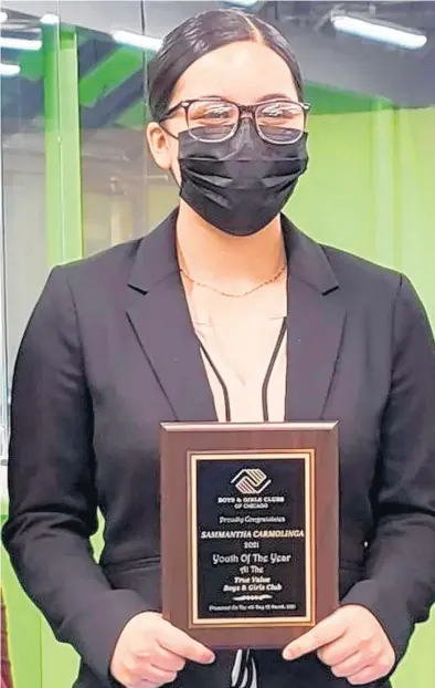  ?? OAK LAWN HIGH SCHOOL ?? Sammantha Carmolinga, a sophomore at Oak Lawn Community High School, recently won the Youth of the Year award for her volunteer work with the True Value Boys & Girls Club in Chicago’s Little Village neighborho­od.