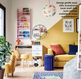  ?? ?? George giraffe stool, £50; Scandinavi­a book shelf, £40, both Habitat, available at Argos and Sainsbury’s