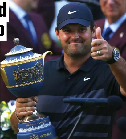  ??  ?? Patrick Reed gives a thumbs up after lifting another trophy in Mexico amid claims of cheating