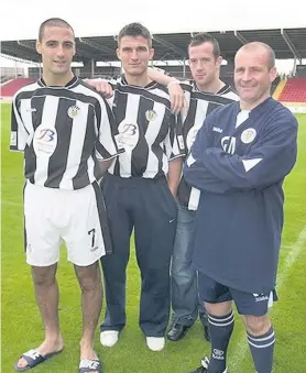  ??  ?? Top trio Billy Mehmet, John Sutton and Charlie Adam with Gus MacPherson