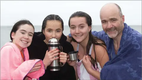  ??  ?? Amy Kelly, Jenny, Lily and Barry Marren at the Christmas Day swim in Greystones