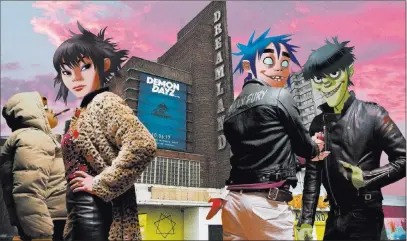  ??  ?? J.C. Hewlett With characters sketched by Jamie Hewlett and songs penned by Damon Albarn, Gorillaz stands as today’s biggest “virtual band.”