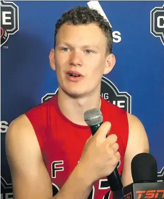  ?? JOHN WAWROW/THE ASSOCIATED PRESS ?? Brady Tkachuk was selected fourth overall by the Senators at the June NHL entry draft, and has inked a three-year entry level contract with the team.