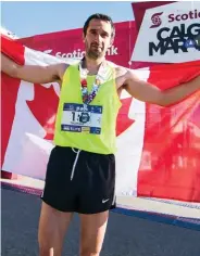  ??  ?? BELOW RIGHT Thomas Toth takes the win at the Calgary Half Marathon 2016