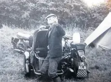  ??  ?? Colin Armitage and his BMW R60 at the Stag Rally in 1969.