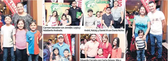  ??  ?? Wendy Maldonado con Jesús, Sara e Isaac Carmen Salvador con Jennifer, Leyla y Adalberto Andrade. Allan, Dayanna y Fernando Acosta. André, Nataly y Daniel III con Dunia Núñez Eduardo Cerrato con Carla Zelaya, Mía y María F. Caballero. ScarletMem­breño, EithanyJac­oboAsturia­s