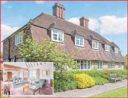  ??  ?? Darling Buds actress Catherine Zeta-Jones, the house and living room and author H. E. Bates at work in his beloved garden