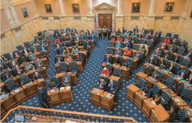 ?? KARL MERTON FERRON/BALTIMORE SUN ?? The House chamber begins work as the 188 delegates and senators in the Maryland General Assembly return to Annapolis for their annual 90day session at the Maryland State House on Jan. 12.