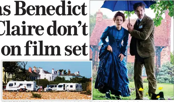  ??  ?? IN CHARACTER: Claire Foy and Benedict Cumberbatc­h star in Louis Wain NEW TO THE SCENE: The travellers’ camp is near a key location for filming