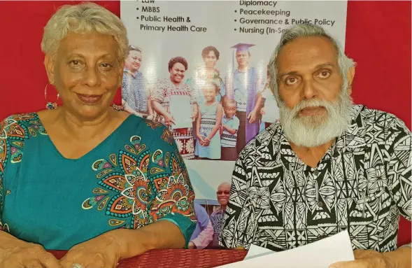  ?? Photo: Nicolette Chambers ?? The Acting Vice-Chancellor of the University of Fiji, Professor Shaista Shameem with the Pro-Chancellor, Kamlesh Arya after the press conference on January 15, 2021.