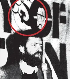  ??  ?? Hammer and sickle: Mr Corbyn at the 1989 gathering