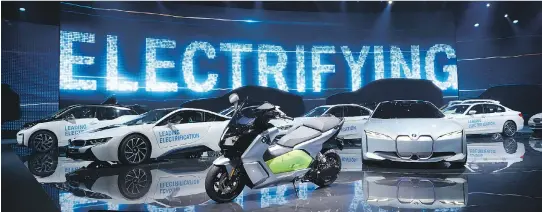  ?? PHOTOS COURTESY OF BMW CANADA ?? BMW put the spotlight on its electric fleet at the recent auto show in Frankfurt, Germany, unveiling a lineup of EV (electric vehicles) and PHEV (plug-in hybrid electric vehicles) that included a fully electric Mini.