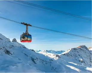  ??  ?? Flying up to Mount Titlis on the spectacula­r Rotair gondola, the World’s first revolving aerial cableway.