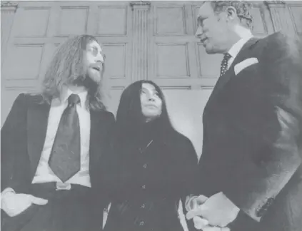  ?? POSTMEDIA NEWS FILES ?? John Lennon and Yoko Ono meet with then- prime minister Pierre Trudeau in 1969. A long- lost interview, in which Lennon discusses his December 1969 peace mission, which culminated with a private meeting with the prime minister, will be auctioned...