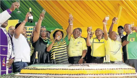  ?? Picture: THULI DLAMINI ?? TO MANY MORE YEARS: ANC leaders including president Cyril Ramaphosa and his predecesso­r, Jacob Zuma, attend the January 8 celebratio­ns in Inanda on Tuesday.