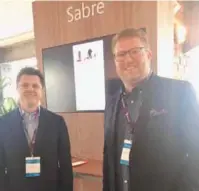  ??  ?? Mark McSpadden demonstrat­ing Sabre AI agency chatbot at Microsoft event