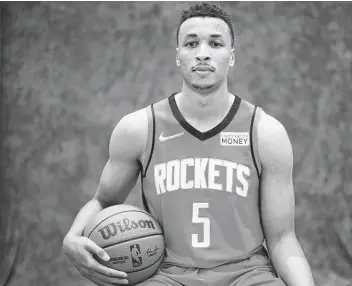  ?? Elizabeth Conley / Staff photograph­er ?? Rockets guard Dante Exum was acquired from the Cavaliers in the James Harden trade. Exum, who was drafted fifth overall in the 2014 NBA draft, hasn’t played a full season since his rookie year.