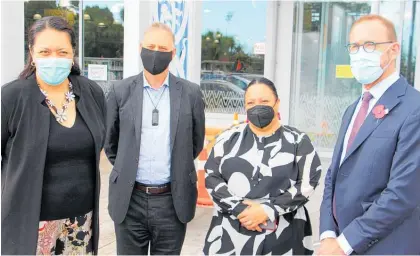  ?? ?? Horowhenua is one of nine locality network pilots announced by Health Minister Andrew Little (right). He is pictured with Margie Apa (left), head of the interim Health New Zealand, Martin Hefford, Localities lead for HNZ, and Terisa Ngobi, MP for O¯ taki.