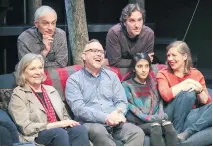  ??  ?? Roy Surette, front row, on the set of You Will Remember Me with cast members Lally Cadeau, left, Amanda Silveira, Johanne Nutter, Jean Marchand and Charles Bender.