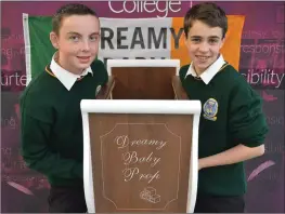  ??  ?? Jack Nagle and Eoghan McKenna have qualified from a field of thousands to exhibit their medical device ‘Dreamy Baby Prop’ at an upcoming exhibition in Rome.