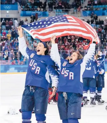  ?? AP FILE ?? The United States is the defending Olympic champion after beating Canada in a nail-biting 3-2 shootout win in South Korea to end Canada’s run of four straight gold medals.