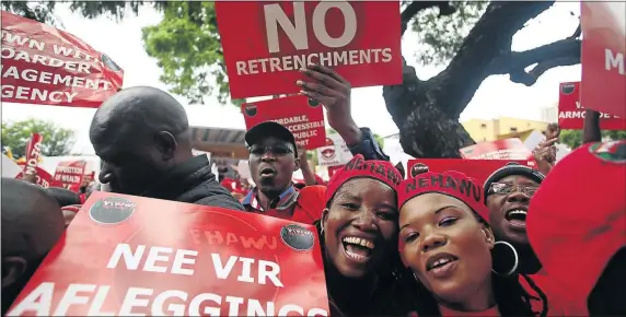  ?? PHOTO: MASI LOSI ?? Hundreds of Nehawu members joined Democratic Nursing Organisati­on of SA members yesterday in their march to the Department of Health in Pretoria to demand better working conditions for nurses in the country’s health facilities, among others.