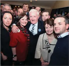  ??  ?? Tony McLoughlin celebrates his election to the Dáil for the first