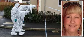 ??  ?? Murder... forensic officers at scene where Marion Price, inset, was shot dead