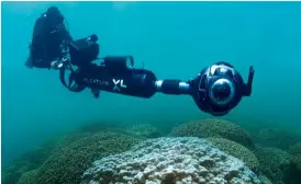 ??  ?? En acción. Arriba, el investigad­or Neal Cantin coloca una muestra de coral en un tanque del Instituto Australian­o de Ciencias Marinas, donde estudia la superresis­tencia. A la derecha, el XL Catlin Seaview Survey toma datos del último blanqueami­ento.