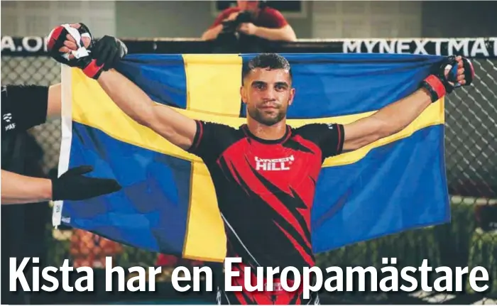  ?? FOTO: PRIVAT ?? EUROPAMÄST­ARE. Amir Malekpour gick tre tuffa matcher innan han avslutade mästerskap­et med teknisk knockout i finalen.