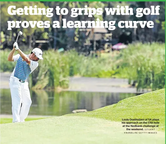  ?? /STUART FRANKLIN/ GETTY IMAGES ?? Louis Oosthuizen of SA plays his approach on the 17th hole at the Nedbank challenge at the weekend.