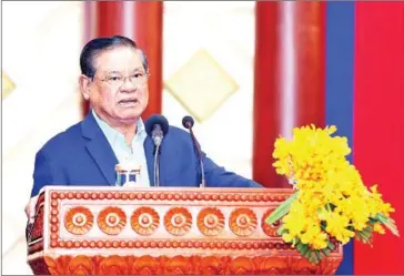  ?? HONG MENEA ?? Interior minister Sar Kheng addresses a meeting at the ninistry in February.