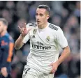  ?? AFP ?? Real Madrid’s Lucas Vazquez celebrates his goal against Valencia.