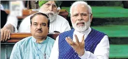  ??  ?? Prime Minister Narendra Modi’s commemorat­ive speech was not so well-recieved by some members, espcially from the Opposition