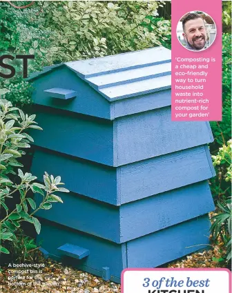  ??  ?? A beehive-style compost bin is perfect for the bottom of the garden 'composting is a cheap and eco-friendly way to turn household waste into nutrient-rich compost for your garden'