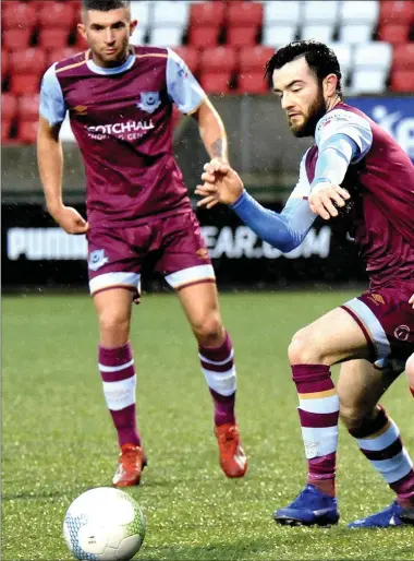  ??  ?? Adam Wixted, pictured taking on Cliftonvil­le at Solitude last Saturday afternoon, is like a new man for Drogheda