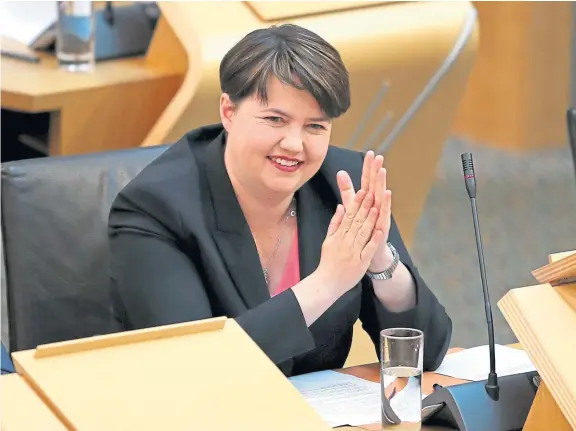  ?? Picture: PA. ?? Scottish Conservati­ve leader Ruth Davidson during First Minister’s Questions at the Scottish Parliament in Edinburgh.