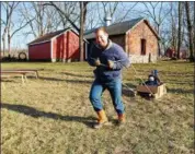  ?? LISA MITCHELL - DIGITAL FIRST MEDIA ?? Old-fashioned sled offered some 19th century fun at the Pennsylvan­ia German ice harvesting event at the Historic Dreibelbis Farm in Virginvill­e on Feb. 3.