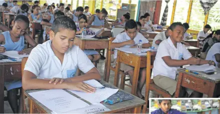  ?? Photo: Maria Laqeta ?? Students of Holy Trinity Primary School in Suva before the start of their exams on October 4, 2018.