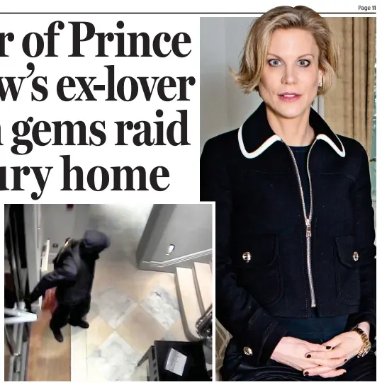  ??  ?? Caught on camera: A neighbour’s CCTV records the thief in the shared hallway of the house. Amanda Staveley, 43, above