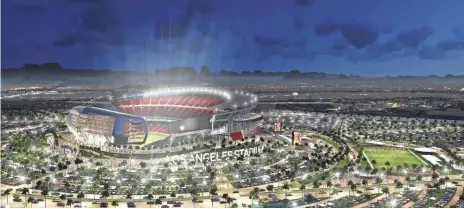  ?? AP ?? Given the unlikely prospect of new stadiums in their cities, the Chargers and Raiders are planning a shared L.A. area stadium.