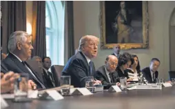  ?? NICHOLAS KAMM/ AFP/GETTY IMAGES ?? President Trump speaks during a Cabinet meeting at the White House on Wednesday.