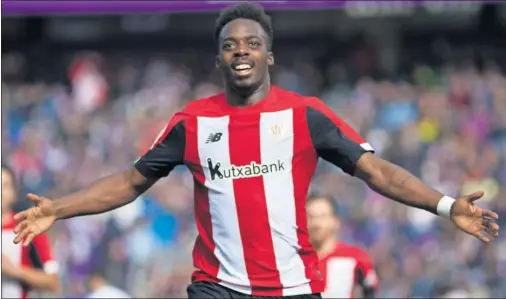  ??  ?? Iñaki Williams celebra uno de los goles que ha marcado esta temporada en San Mamés.