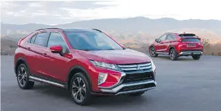  ??  ?? The 2018 Mitsubishi Eclipse Cross is sleek and muscular and comes standard with Super All-Wheel Control.