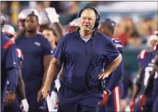  ?? Rich Schultz / Associated Press ?? Patriots coach Bill Belichick has several intriguing decisions he must make before Tuesday’s 53-man roster cutdown.