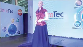  ?? F. SÁNCHEZ ?? La robot Sophia durante su debut en la segunda edición de ClaroTec 2019.