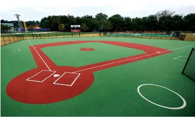  ?? STAFF PHOTO BY DOUG STRICKLAND ?? The new Miracle Field at Warner Park is seen on Thursday in Chattanoog­a. The field, which offers baseball and other sports opportunit­ies for intellectu­ally disabled children and adults, opens Saturday.