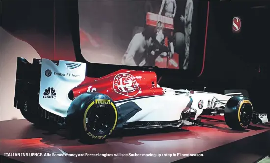  ??  ?? ITALIAN INFLUENCE. Alfa Romeo money and Ferrari engines will see Sauber moving up a step in F1 next season.